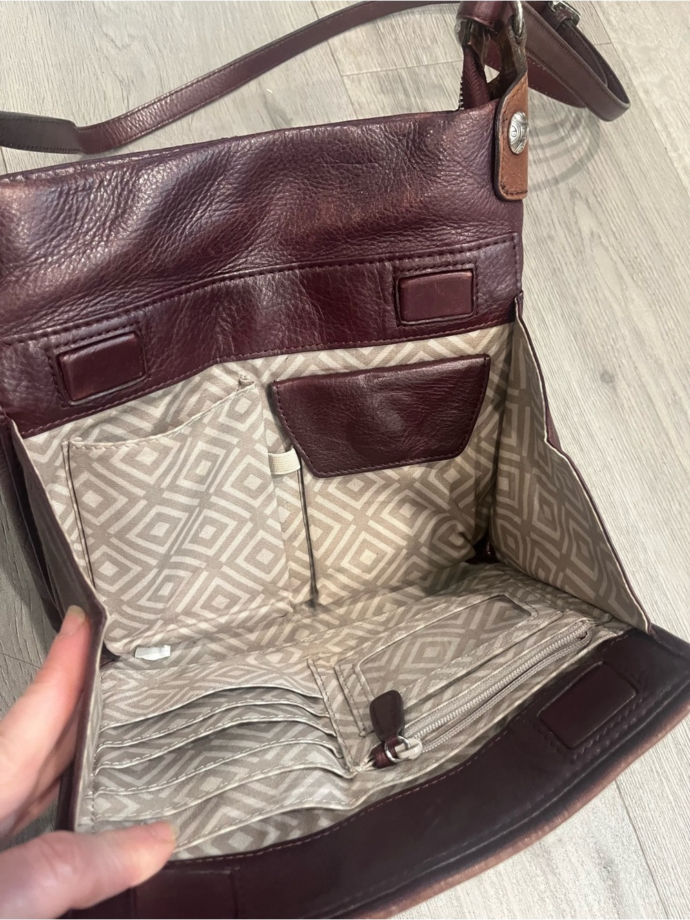Brighton Dark Brown Leather Crossbody with Silver Heart Charm - Picture 5 of 7